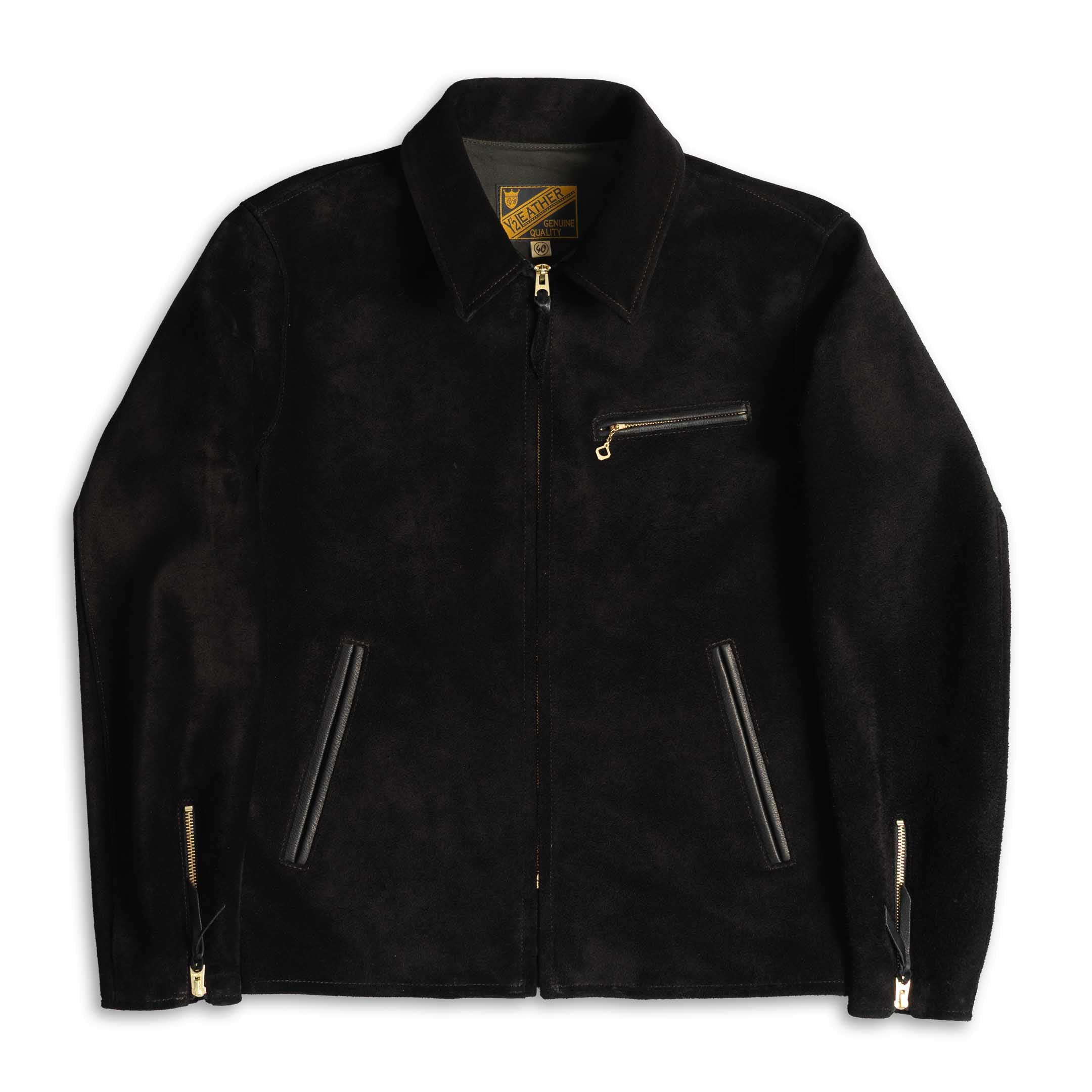 Y'2 Leather TR-65 Steer Roughout Single Riders Jacket Black
